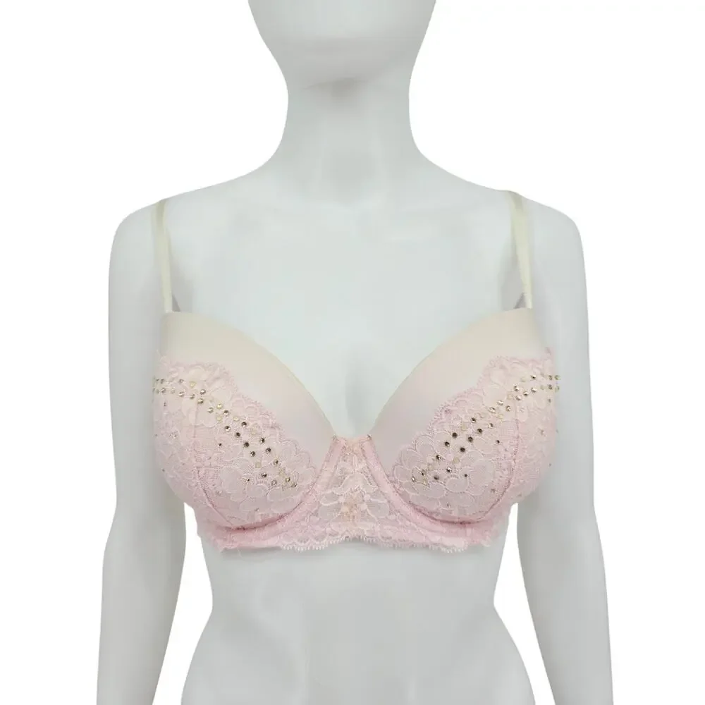 Victoria's Secret Lined Demi Lace Bra Pink 32DDD